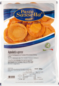 62_Pasta Sassella Agnolotti mit Tomate Mozzarella 500g Packung